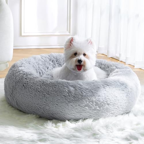 Beruhigendes kleines Hundebett und Katzenbett, Donut-Design, flauschig, Anti-Angst, rund, waschbar, niedliches Bett, Plüsch, gemütlich, wärmend, weich, bequem, Haustier-Welpenbett für kleine, Beruhigendes kleines Hundebett und Katzenbett, Donut-Design, flauschig, Anti-Angst, rund, waschbar, niedliches Bett, Plüsch, gemütlich, wärmend, weich, bequem, Haustier-Welpenbett für kleine, von MNWHUC
