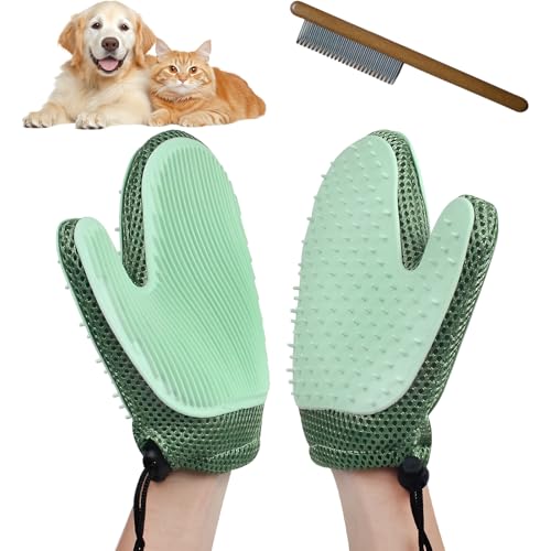 Haustier Fellpflege Handschuh Katze Hund, Massagehandschuh Fellpflege Handschuh für Kurzhaar und Langhaar, mit 1 Bürste, Wiederverwendbare Antistatische Tierhaarentfernungshandschuh Doppelseitige Haustier Fellpflege Handschuh Katze Hund, Massagehandschuh Fellpflege Handschuh für Kurzhaar und Langhaar, mit 1 Bürste, Wiederverwendbare Antistatische Tierhaarentfernungshandschuh Doppelseitige von MOAZIFI