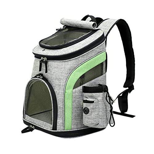 MOBUKJUU Hundetasche Haustier Rucksack Katze Tasche Atmungsaktiv Tragbar Hund Rucksack Reise Oxford Tuch Tragetasche (Grau-Grün) von MOBUKJUU