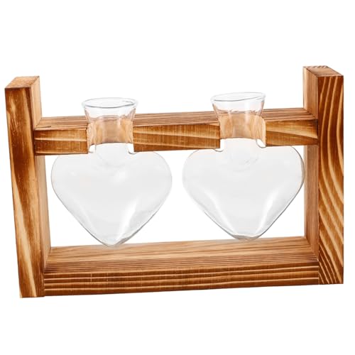 MOBUTOFU 1 Satz Transparente Vase Mit Holzrahmen Tisch-pflanzgefäße Für Zimmerpflanzen Terrarienpflanzen Leben Desktop-vase- Hydrokulturvase Vase Hydroponisch Pflanzen Terrarium Glas von MOBUTOFU