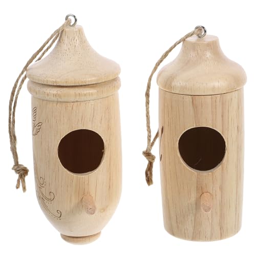MOBUTOFU Attraktive 2 STÜCKE Holz Kolibri Nisthäuschen Feeder Outdoor Garten Dekorative Vogelnest Wetterfest von MOBUTOFU