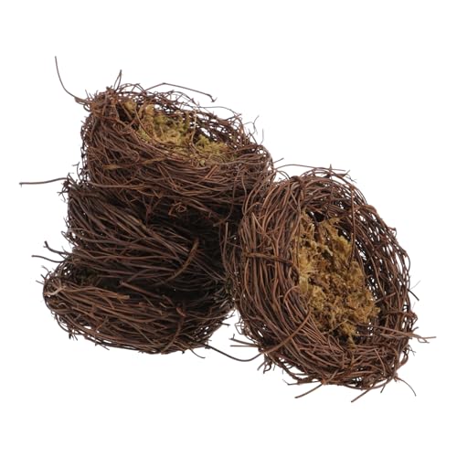 MOBUTOFU 4stücke Teiliges Kunst-vogelnest Rattan Für Garten Und Hochzeitsdeko Handgefertigte Fotorequisiten Geeignet Für Kleine Vögel von MOBUTOFU