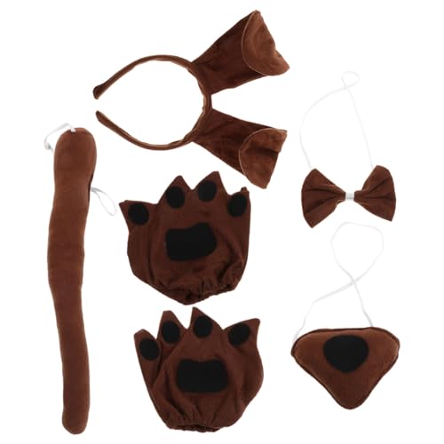 MOBUTOFU Kosmetik Junge Mädchen Hundekopfbedeckung Stirnband Nase Pfote Handschuhe Fliege Geeignet Für Rollenspiele Cosplay-Events von MOBUTOFU