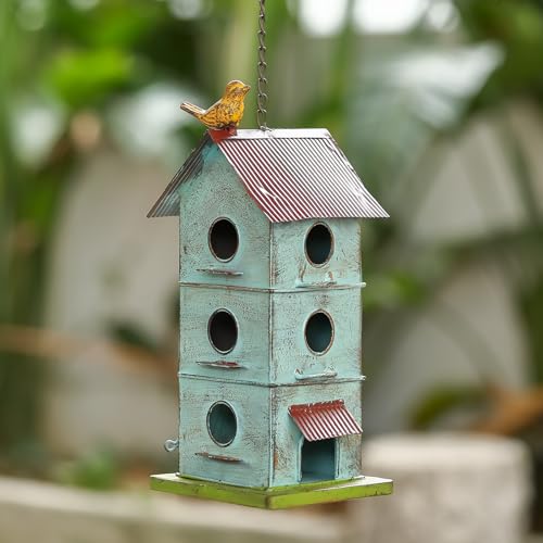 MOCOME Vogelhäuser aus Metall für den Außenbereich, 6-Loch-Vogelhäuser zum Aufhängen im Freien, himmelblaue Vogelhäuser für den Außenbereich, geeignet für Garten, Terrasse, Hinterhof MOCOME Vogelhäuser aus Metall für den Außenbereich, 6-Loch-Vogelhäuser zum Aufhängen im Freien, himmelblaue Vogelhäuser für den Außenbereich, geeignet für Garten, Terrasse, Hinterhof von MOCOME