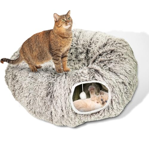 MODAELITE Katzen-Donut-Bett mit waschbarem Kissen – Katzenhöhlen für Indoor-Katzen – zusammenklappbares Donut-Bett mit Peekaboo Haustier-Tunnelspielzeug – gemütliches Versteck für Kätzchen, Frettchen MODAELITE Katzen-Donut-Bett mit waschbarem Kissen – Katzenhöhlen für Indoor-Katzen – zusammenklappbares Donut-Bett mit Peekaboo Haustier-Tunnelspielzeug – gemütliches Versteck für Kätzchen, Frettchen von MODAELITE