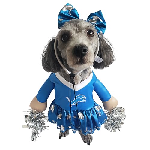 MODERN HERO NFL Detroit Lions, offiziell lizenziertes Cheer-Hundekostüm, enthält Kleid mit ausgestopften Armen und Lametta-Bommeln und Haarreif mit Satinschleife, Größe XL MODERN HERO NFL Detroit Lions, offiziell lizenziertes Cheer-Hundekostüm, enthält Kleid mit ausgestopften Armen und Lametta-Bommeln und Haarreif mit Satinschleife, Größe XL von MODERN HERO