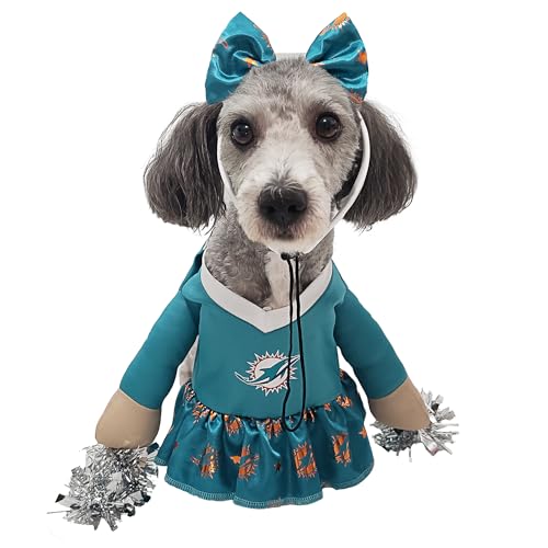 MODERN HERO NFL Miami Delfine, offiziell lizenziertes Cheer-Hundekostüm, enthält Kleid mit ausgestopften Armen und Lametta-Bommeln und Haarreif mit Satinschleife, Größe M MODERN HERO NFL Miami Delfine, offiziell lizenziertes Cheer-Hundekostüm, enthält Kleid mit ausgestopften Armen und Lametta-Bommeln und Haarreif mit Satinschleife, Größe M von MODERN HERO