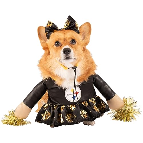 NFL Buffalo Bills Offizielles Lizenzprodukt Cheer Dog Kostüm von MODERN HERO inklusive Kleid mit künstlichen gefüllten Armen und Lametta-Bommeln und Satin-Schleifen-Stirnband, Größe XXL von MODERN HERO
