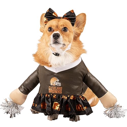 NFL Kansas City Chiefs offiziell lizenziertes Cheer Dog Kostüm von MODERN HERO inklusive Kleid mit künstlichen gefüllten Armen und Lametta-Bommeln und Satin-Schleifen-Stirnband, Größe XS von MODERN HERO