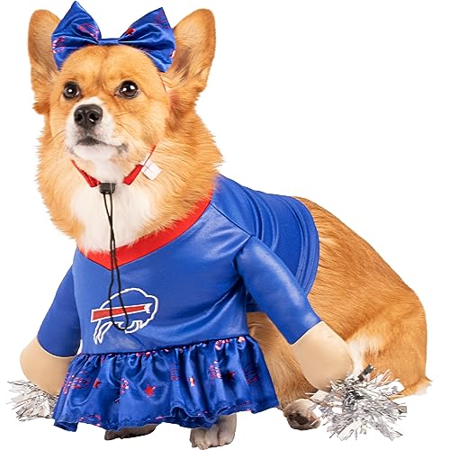 NFL Los Angeles RAMS Offizielles Lizenzprodukt Cheer Dog Kostüm von MODERN HERO inklusive Kleid mit künstlichen gefüllten Armen und Lametta-Bommeln und Satin-Schleifen-Stirnband, Größe XL von MODERN HERO