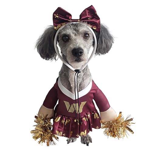 NFL Washington Commanders, offiziell lizenziertes Cheer-Hundekostüm von MODERN HERO mit Kleid mit ausgestopften Armen und Lametta-Bommeln und Satinschleifen-Stirnband, Größe XXL NFL Washington Commanders, offiziell lizenziertes Cheer-Hundekostüm von MODERN HERO mit Kleid mit ausgestopften Armen und Lametta-Bommeln und Satinschleifen-Stirnband, Größe XXL von MODERN HERO