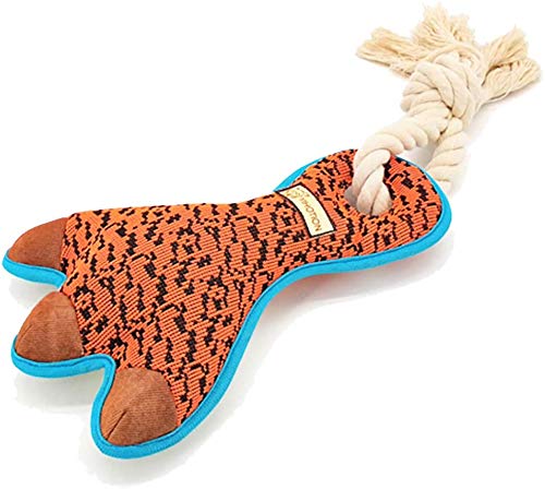 Plüsch-Hundespielzeug, 2-in-1, interaktives Spielzeug, gefülltes Hundespielzeug für Langeweile, niedliches quietschendes Kauspielzeug, Kauspielzeug für Welpen, Zahnreinigung (Knochengelb) (Kaugelb) von MODUDU