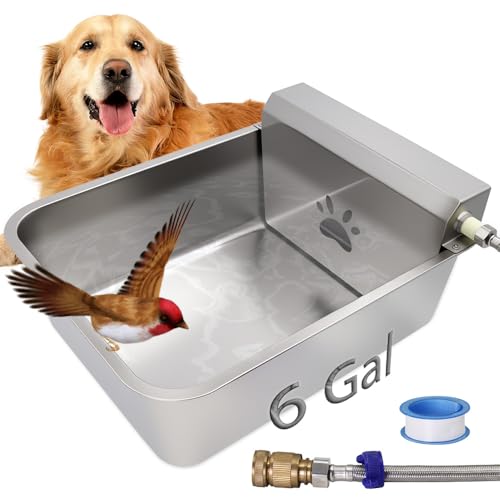 Automatischer Wasserspender für Hunde, 23 l Fassungsvermögen, großer Wassernapf, automatische Füllung, Wasserbrunnen aus Edelstahl für große Haustiere, Hunde, Huhn von MODUODUO