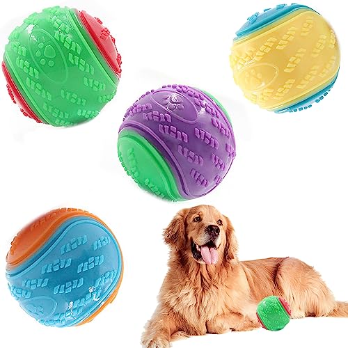 MOFIC Spielzeugbälle für Hunde, quietschender Hundeball, Hundespielzeug, Zahnreinigung, Welpen, Kauspielzeug, langlebiger Haustier-Trainingsball, Hundespielzeug, interaktiver Hundeball (4 Stück) von MOFIC