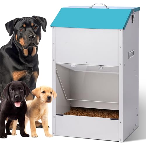 MOGOULUA Automatischer Hundefutterautomat für Hunde großer Rasse Schwerkraftfutterspender Outdoor-Feeder für Kleintiere (L) von MOGOULUA