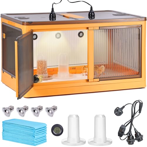 MOGOULUA Hühnerbrutbox 142L Groß Faltbar Küken Brutbox für bis zu 30 Küken Geflügel Zuchtbox für Küken Entenküken Wachtelhamster Meerschweinchen Kätzchen Welpen von MOGOULUA