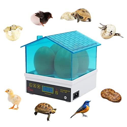 MOGOULUA Mini 4 Eierbrutkasten Küken Brutautomat Temperaturregelung Brutkasten mit LED Digitaler Bildschirm Geflügelbrütemaschine Entenbrutkasten Vogelbrutkasten für Küken Wachteln (4 Eier) von MOGOULUA