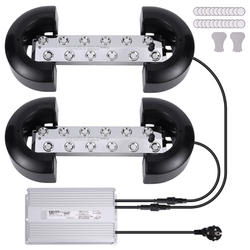 MOGOULUA Nebelmacher 24 Kopf 17L/H 2 in 1 Ultraschall Nebelgerät mit 800W Wasserdichtem Netzteil Schweres Nebelgerät Innenhof Nebel Luftbefeuchter Teich Nebelgerät für Gartenbau Gewächshauslandschaft von MOGOULUA