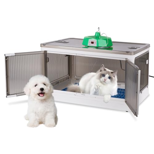MOGOULUA Katzentrockner Box Tierhaar Trockenbox Timing Warmer Ventilator 115L Haustierpflege Faltbare Box von MOGOULUA