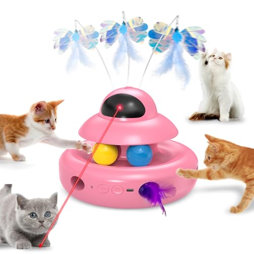 MOHAYA Automatisches Katzenspielzeug, 4-in-1, interaktives Katzenspielzeug für gelangweilte erwachsene Katzen, elektrischer fliegender Schmetterling, wiederaufladbar, bewegliche Hinterhaltsfeder, rosa MOHAYA Automatisches Katzenspielzeug, 4-in-1, interaktives Katzenspielzeug für gelangweilte erwachsene Katzen, elektrischer fliegender Schmetterling, wiederaufladbar, bewegliche Hinterhaltsfeder, rosa von MOHAYA