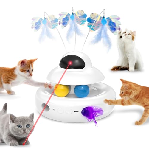 MOHAYA Interaktives 4-in-1-Katzenspielzeug für Hauskatzen, elektronisches Maulwurf, flatternder Schmetterling, Bälle, Katzenspielzeug, Federspielzeug für alle Rassen MOHAYA Interaktives 4-in-1-Katzenspielzeug für Hauskatzen, elektronisches Maulwurf, flatternder Schmetterling, Bälle, Katzenspielzeug, Federspielzeug für alle Rassen von MOHAYA