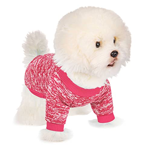 Hundepullover, Hundepullover für kleine Hunde, 2, 3 Pack warme weiche Haustierkleidung für Welpen, mittlere große Katze, Hundehemd Weste Mantel für Winter Weihnachten (Medium, Rosy Red) von MOIRIG
