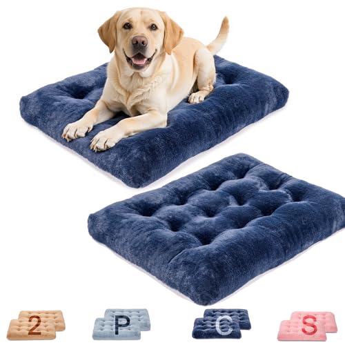 MOIRIG Waschbares Hundebett, Deluxe-Plüsch-Hundekäfig-Betten mit rutschfester, bequemer Hundehüttenunterlage, Haustier-Schlafmatte für große, mittelgroße und kleine Hunde (2 Stück x Marineblau, 88,9 MOIRIG Waschbares Hundebett, Deluxe-Plüsch-Hundekäfig-Betten mit rutschfester, bequemer Hundehüttenunterlage, Haustier-Schlafmatte für große, mittelgroße und kleine Hunde (2 Stück x Marineblau, 88,9 von MOIRIG
