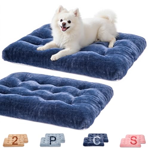 MOIRIG Waschbares Hundebett, Deluxe-Plüsch-Hundekäfig-Betten mit rutschfester, bequemer Hundehüttenunterlage, Haustier-Schlafmatte für große, mittelgroße und kleine Hunde (2 Stück x Marineblau, 58,4 MOIRIG Waschbares Hundebett, Deluxe-Plüsch-Hundekäfig-Betten mit rutschfester, bequemer Hundehüttenunterlage, Haustier-Schlafmatte für große, mittelgroße und kleine Hunde (2 Stück x Marineblau, 58,4 von MOIRIG