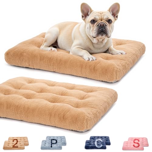 MOIRIG Waschbares Hundebett, Deluxe-Plüsch-Hundekäfig-Betten mit rutschfester, bequemer Hundehüttenunterlage, Haustier-Schlafmatte für große, mittelgroße und kleine Hunde (2 Stück x Braun, 73,7 cm L x von MOIRIG