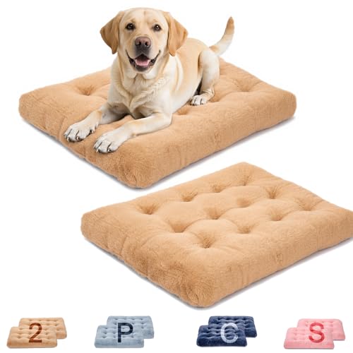 MOIRIG Waschbares Hundebett, Deluxe-Plüsch-Hundekäfig-Betten mit rutschfester, bequemer Hundehüttenunterlage, Haustier-Schlafmatte für große, mittelgroße und kleine Hunde (2 Stück x Braun, 88,9 cm L x MOIRIG Waschbares Hundebett, Deluxe-Plüsch-Hundekäfig-Betten mit rutschfester, bequemer Hundehüttenunterlage, Haustier-Schlafmatte für große, mittelgroße und kleine Hunde (2 Stück x Braun, 88,9 cm L x von MOIRIG