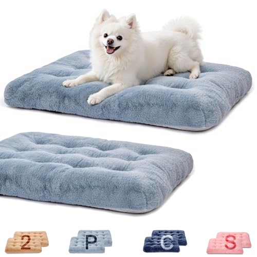 MOIRIG Waschbares Hundebett, Deluxe-Plüsch-Hundekäfig-Betten mit rutschfester, bequemer Hundehüttenunterlage, Haustier-Schlafmatte für große, mittelgroße und kleine Hunde (2 Stück x Grau, 58,4 cm L x MOIRIG Waschbares Hundebett, Deluxe-Plüsch-Hundekäfig-Betten mit rutschfester, bequemer Hundehüttenunterlage, Haustier-Schlafmatte für große, mittelgroße und kleine Hunde (2 Stück x Grau, 58,4 cm L x von MOIRIG