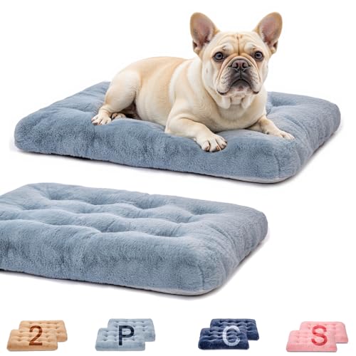 MOIRIG Waschbares Hundebett, Deluxe-Plüsch-Hundekäfig-Betten mit rutschfester, bequemer Hundehüttenunterlage, Haustier-Schlafmatte für große, mittelgroße und kleine Hunde (2 Stück x Grau, 73,7 cm L x MOIRIG Waschbares Hundebett, Deluxe-Plüsch-Hundekäfig-Betten mit rutschfester, bequemer Hundehüttenunterlage, Haustier-Schlafmatte für große, mittelgroße und kleine Hunde (2 Stück x Grau, 73,7 cm L x von MOIRIG