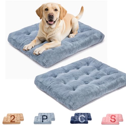 MOIRIG Waschbares Hundebett, Deluxe-Plüsch-Hundekäfig-Betten mit rutschfester, bequemer Hundehüttenunterlage, Haustier-Schlafmatte für große, mittelgroße und kleine Hunde (2 Stück x Grau, 88,9 cm L x MOIRIG Waschbares Hundebett, Deluxe-Plüsch-Hundekäfig-Betten mit rutschfester, bequemer Hundehüttenunterlage, Haustier-Schlafmatte für große, mittelgroße und kleine Hunde (2 Stück x Grau, 88,9 cm L x von MOIRIG