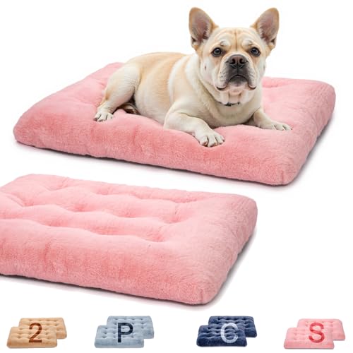 MOIRIG Waschbares Hundebett, Deluxe-Plüsch-Hundekäfig-Betten mit rutschfester, bequemer Hundehüttenunterlage, Haustier-Schlafmatte für große, mittelgroße und kleine Hunde (2 Stück x Rosa, 73,7 cm L x MOIRIG Waschbares Hundebett, Deluxe-Plüsch-Hundekäfig-Betten mit rutschfester, bequemer Hundehüttenunterlage, Haustier-Schlafmatte für große, mittelgroße und kleine Hunde (2 Stück x Rosa, 73,7 cm L x von MOIRIG