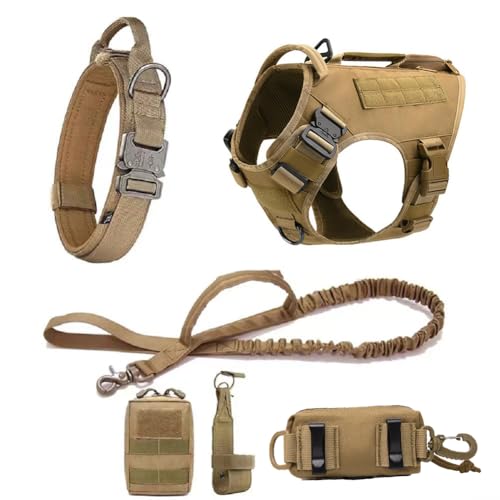 MOKATES Hundegeschirr für große Hunde, Deutscher Schäferhund, Malinois, Trainingsweste, Hundegeschirr und Leine und Halsband, Set für alle Hunderassen, Braun, komplettes Set, Größe L MOKATES Hundegeschirr für große Hunde, Deutscher Schäferhund, Malinois, Trainingsweste, Hundegeschirr und Leine und Halsband, Set für alle Hunderassen, Braun, komplettes Set, Größe L von MOKATES