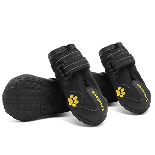 MOKCCI Truelove Pfotenschutz Hundestiefel,Wasserdicht Hundeschuhe mit Reflektierenden Riemen für Kleine, Mittelgroße und Große Hunde von MOKCCI