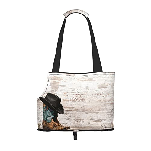 Cowboyhut und Stiefel, bedruckt, Hunde-Reisetasche, Katzentragetasche, tragbare Tasche für kleine bis mittelgroße Katzen und kleine Hunde von MOLIAE