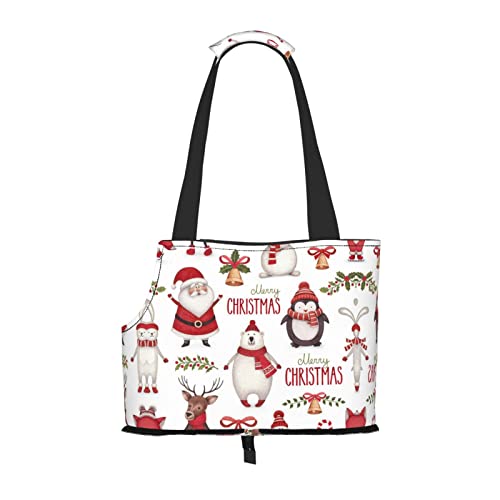 Haustier-Tragetasche mit Weihnachtsmann-Aufdruck, Hunde-Reisetasche, Katzentragetasche, tragbare Tasche für kleine bis mittelgroße Katzen und kleine Hunde von MOLIAE