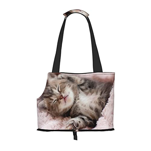 Haustier-Tragetasche mit schlafender Katzen-Aufdruck, tragbare Tasche für kleine bis mittelgroße Katzen und kleine Hunde von MOLIAE