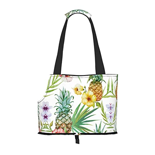 Haustier-Tragetasche mit tropischem Ananas-Druck, Hunde-Reisetasche, Katzentragetasche, tragbare Tasche für kleine bis mittelgroße Katzen und kleine Hunde von MOLIAE