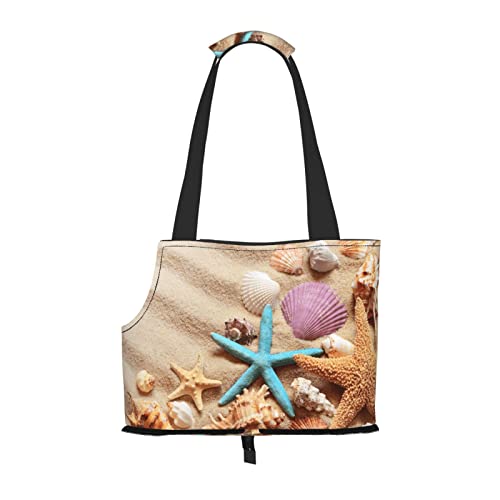 Shells on The Beach Haustier-Tragetasche, Hunde-Reisetasche, Katzentragetasche, tragbare Tragetasche für kleine bis mittelgroße Katzen und kleine Hunde von MOLIAE