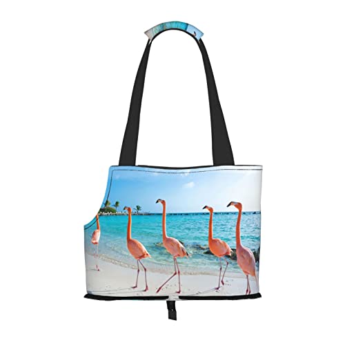 Tragetasche für kleine bis mittelgroße Katzen und kleine Hunde, Flamingo am Strand, Rosa Tragetasche für kleine bis mittelgroße Katzen und kleine Hunde, Flamingo am Strand, Rosa von MOLIAE