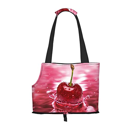Tragetasche für kleine bis mittelgroße Katzen und kleine Hunde mit rotem Kirschmotiv, Reisetasche Tragetasche für kleine bis mittelgroße Katzen und kleine Hunde mit rotem Kirschmotiv, Reisetasche von MOLIAE