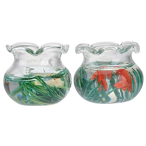 MOLUCKFU 2er-Set Miniatur-Aquarium-Dekoration Mini-Haus Ornament Für Garten Terrarium Wetterbeständig Und Wiederverwendbar von MOLUCKFU