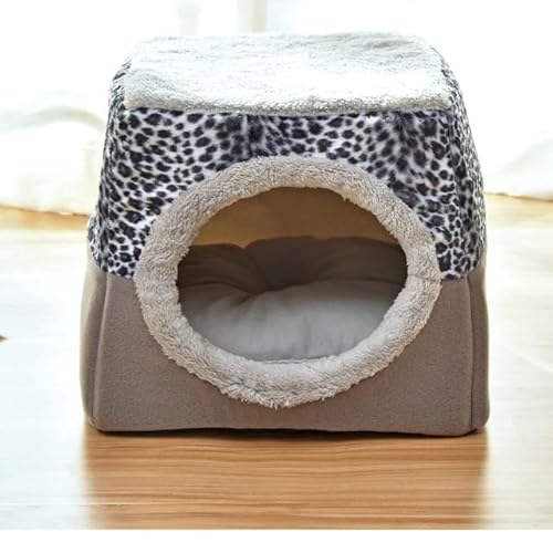 MOLUO Geschlossenes Haustier-Schlafhaus für kleine Hunde, Katzenbett, ganzjährig, Welpennest mit herausnehmbarer, waschbarer Matratze, Katzenbett für Katzen im Innenbereich von MOLUO