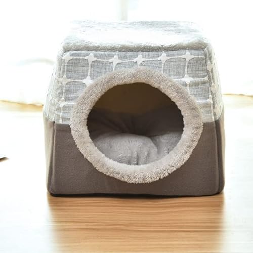 MOLUO Geschlossenes Haustier-Schlafhaus für kleine Hunde, Katzenbett, ganzjährig, Welpennest mit herausnehmbarer, waschbarer Matratze, Katzenbett für Katzen im Innenbereich von MOLUO