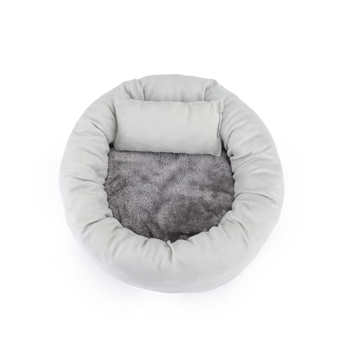 MOLUO Hundebett, rundes Plüsch-Sofakissen mit Kissen, warmes Winter-Katzenbett, Hundezubehör von MOLUO
