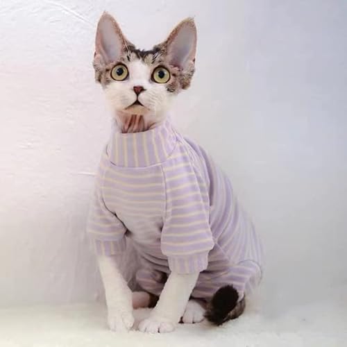 MOLUO Katzen-Kleidung verdicken Kätzchen-Overall für Sphinx-Katzen gestreiftes warmes Kostüm-Hemd Frühling Herbst Winter von MOLUO