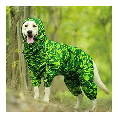 MOLUO Regenmantel für Hunde, reflektierend, wasserdicht, Reißverschluss, Kleidung, hoher Halsausschnitt, Kapuzenoverall für kleine große Hunde, Overall, von MOLUO