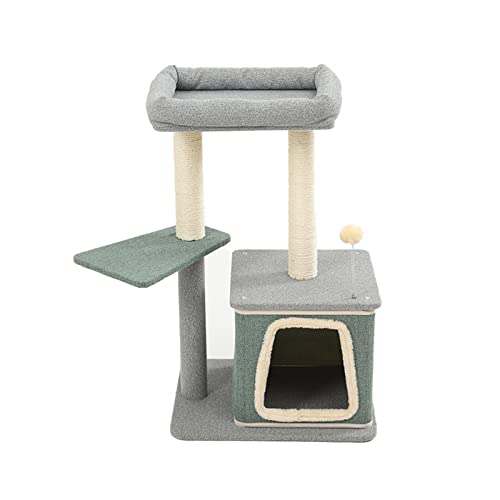 Kratzbaum Einfacher trapezförmiger Klettergerüst für große Katzen, für mehrere Katzen verfügbar, stabile Katzensäulenbox, Katzentoilette, Katzenklettergerüst, Katzenkletterbaum (Farbe: Grau) von MOLVUS